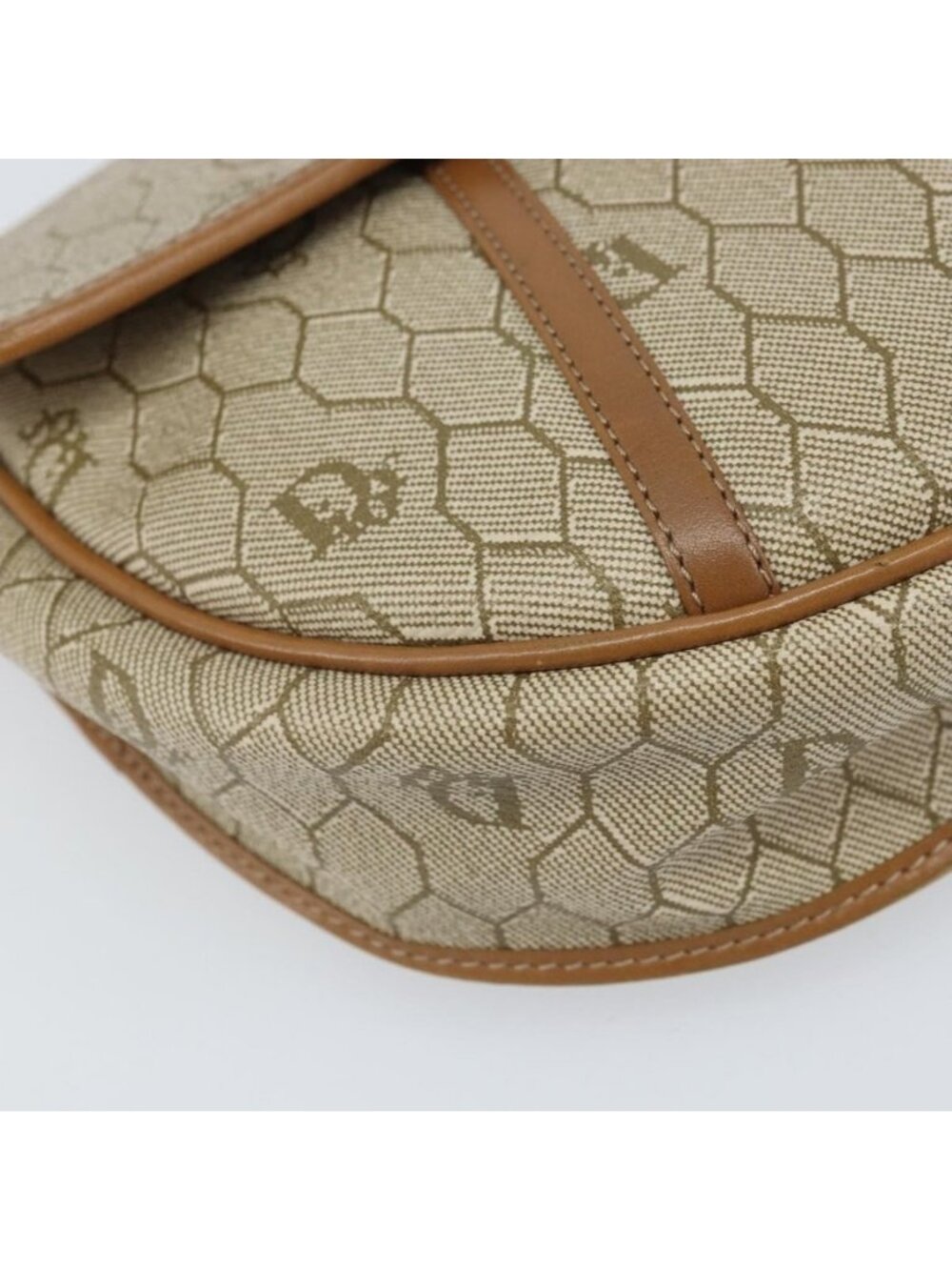 Authentic Christian Dior Honeycomb Canvas Shoulder Bag PVC Beige Gold - Picture 4 of 16